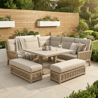 Gardening  -  Croftwood Corner Rise & Fall Bench Set - Natural  -  60485961