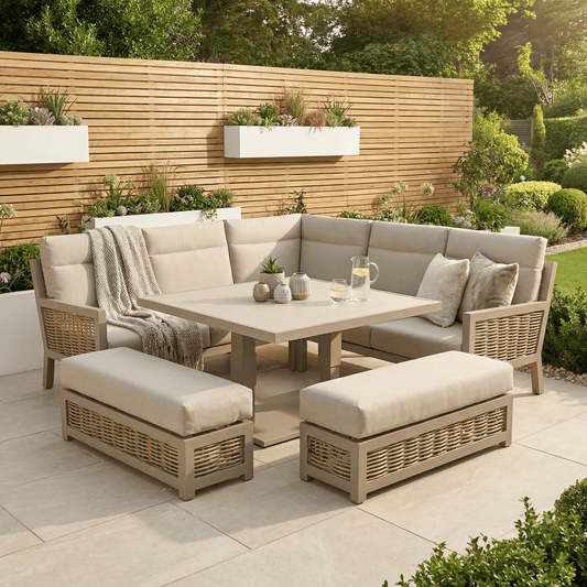 Gardening  -  Croftwood Corner Rise & Fall Bench Set - Natural  -  60485961