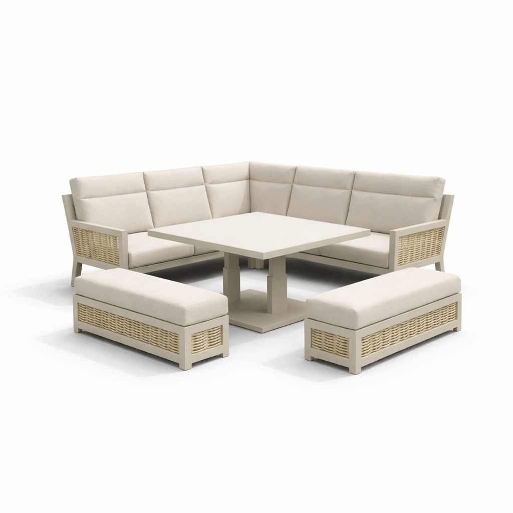 Gardening  -  Croftwood Corner Rise & Fall Bench Set - Natural  -  60485961