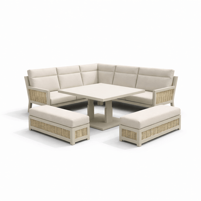 Gardening  -  Croftwood Corner Rise & Fall Bench Set - Natural  -  60485961