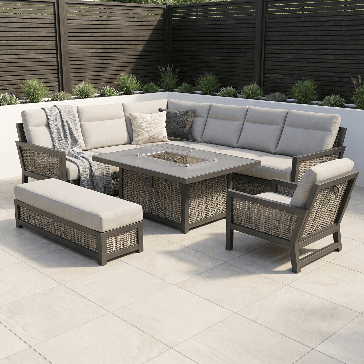 Gardening  -  Ascot XL Firepit Set - Grey  -  60485962