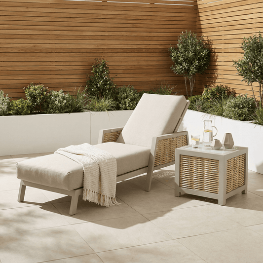 Gardening  -  Croftwood Sunlounger & Side Table - Natural  -  60485966
