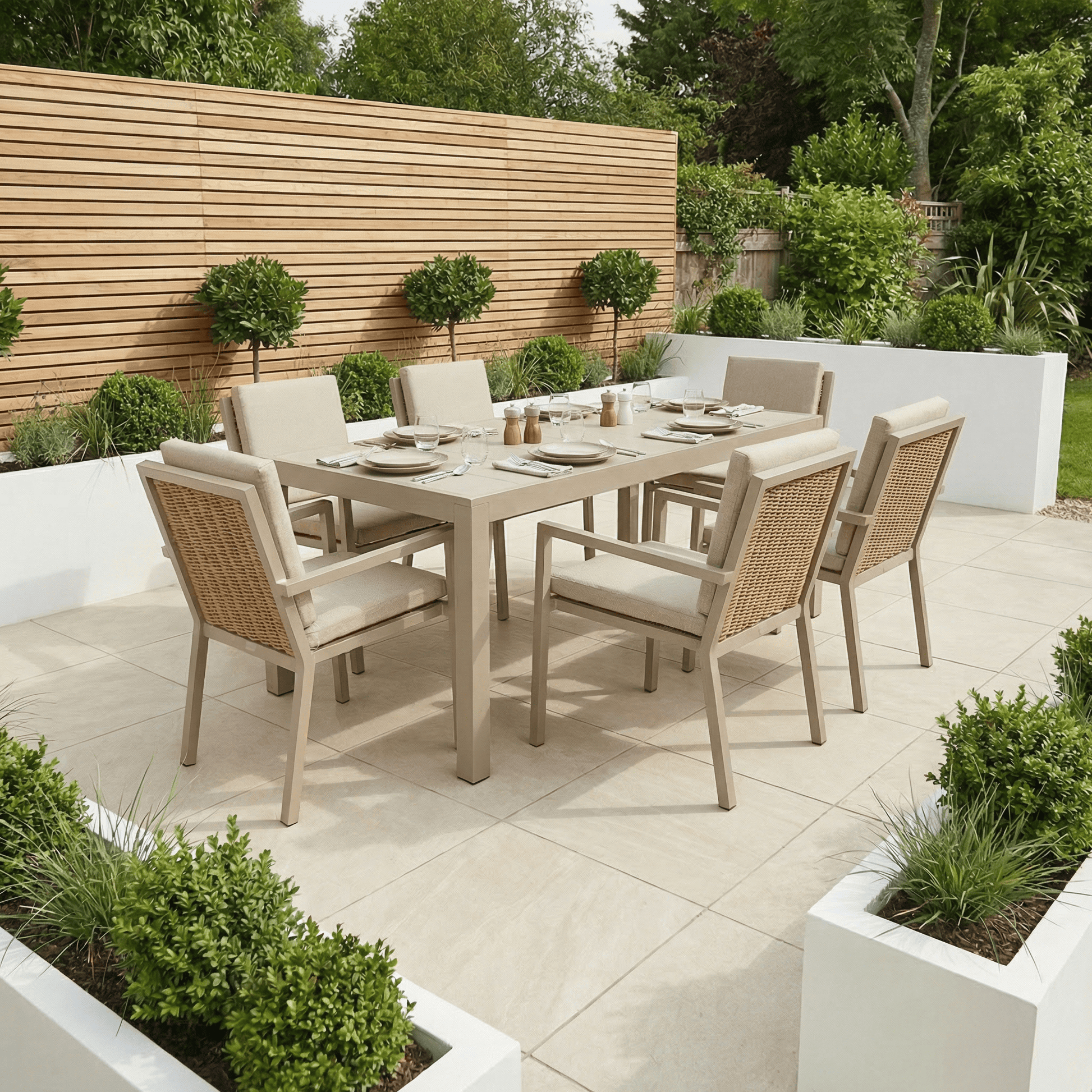 Gardening  -  Croftwood 6 Seater Dining Set - Natural  -  60485968