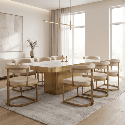 Furniture  -  Nicci Dining Table & 8 Darcy Chairs - Gold  -  60486026