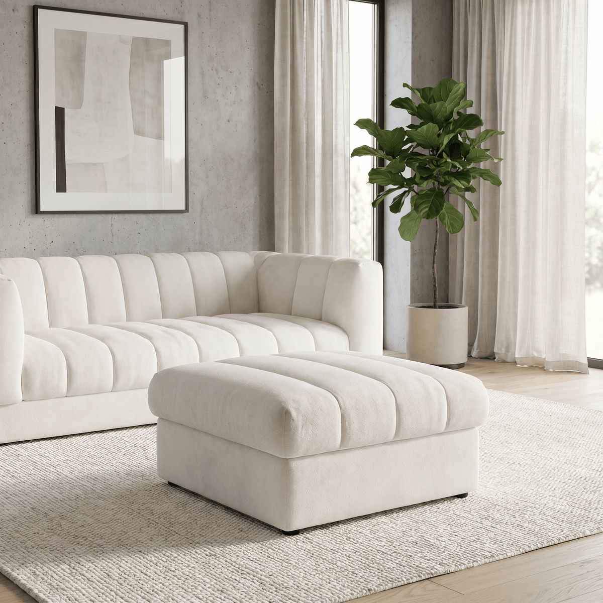 Furniture  -  Annecy Footstool - Pearl  -  60486334