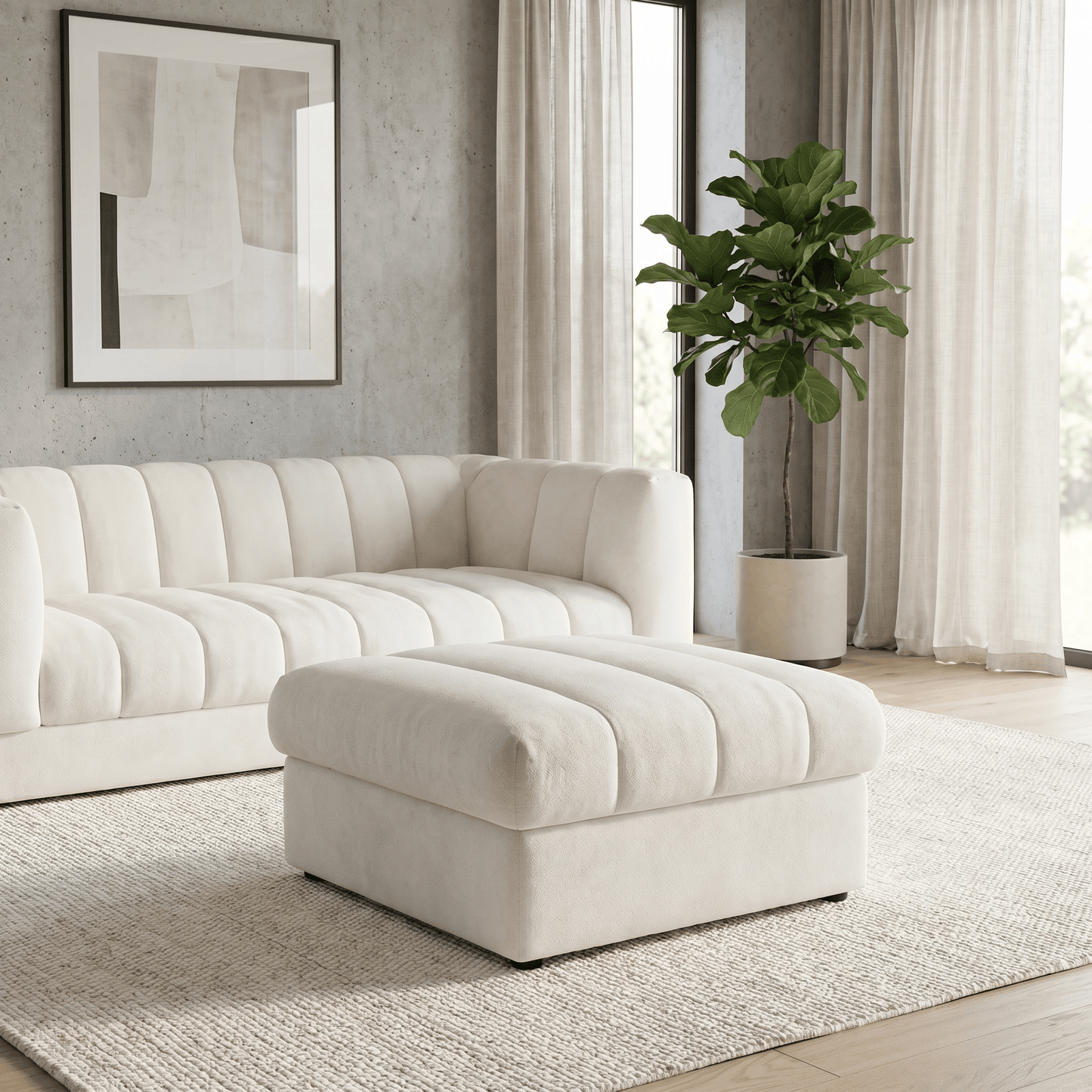 Furniture  -  Annecy Footstool - Pearl  -  60486334