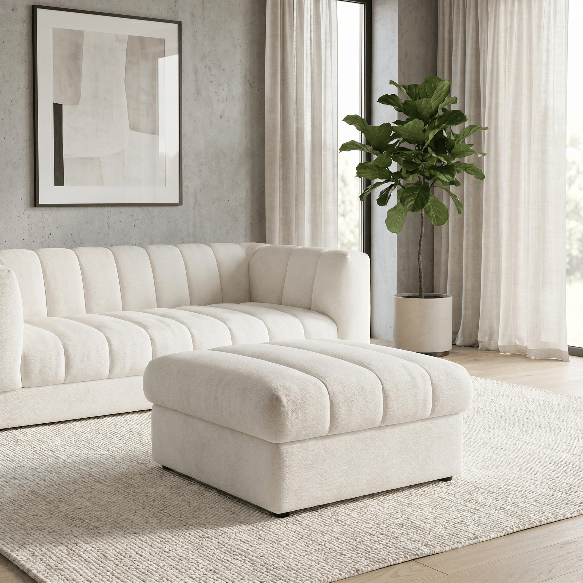 Furniture  -  Annecy Footstool - Pearl  -  60486334