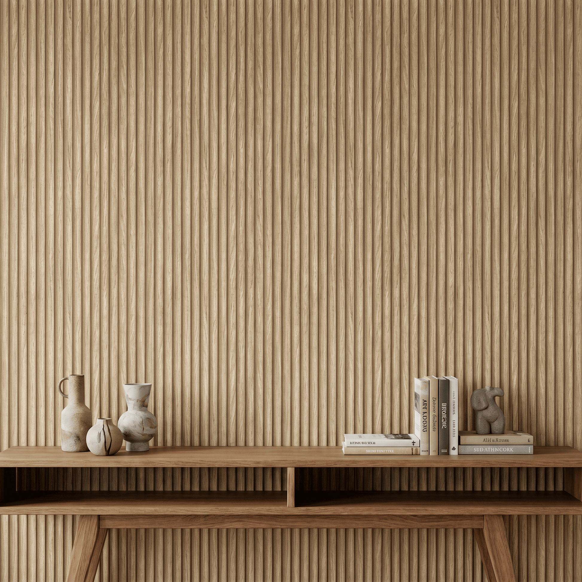 Wallpaper  -  Fine Decor Fluted Wood Oak Wallpaper - FD44168  -  60486483