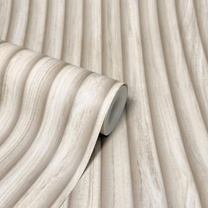 Wallpaper  -  Fine Decor Fluted Wood Ash Wallpaper - FD44169  -  60486485