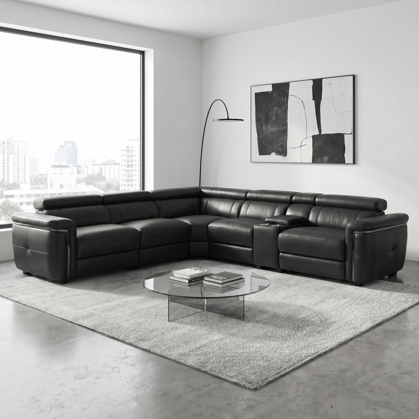 Furniture  -  Bowen Large Corner Sofa - Black  -  60486487