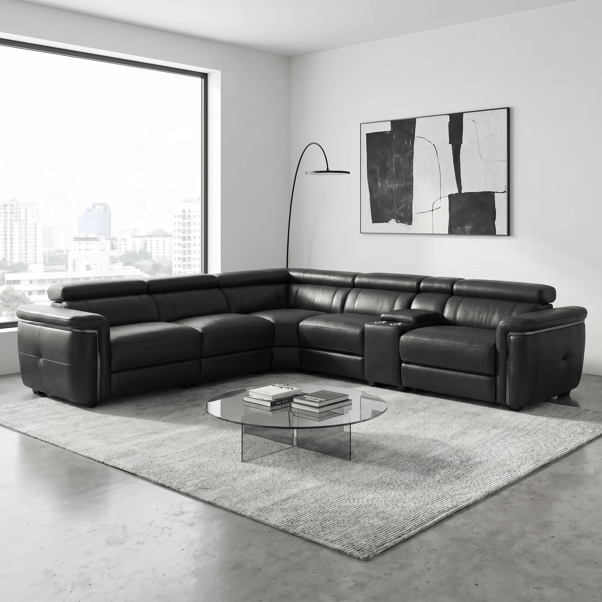 Furniture  -  Bowen Large Corner Sofa - Black  -  60486487