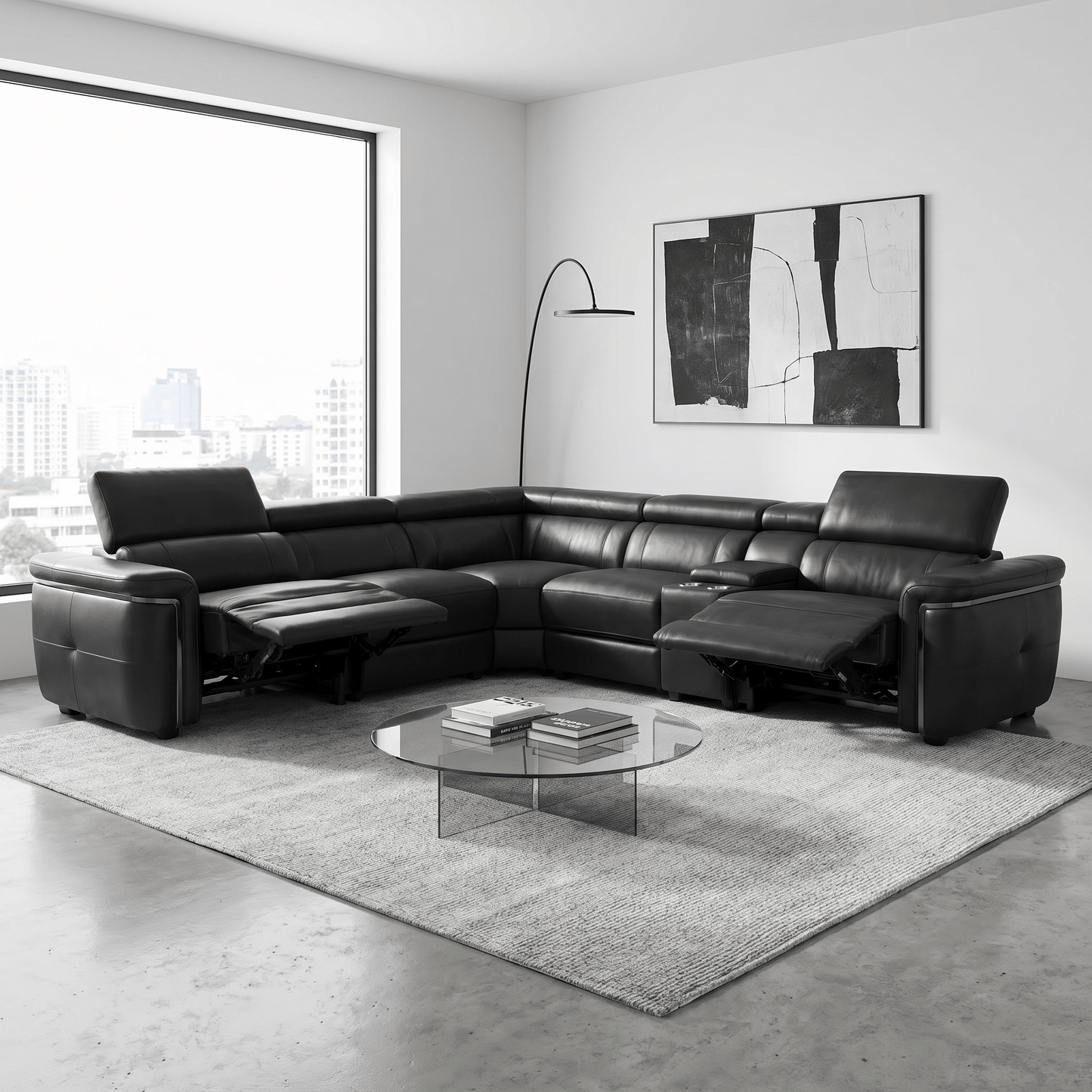Furniture  -  Bowen Large Corner Sofa - Black  -  60486487
