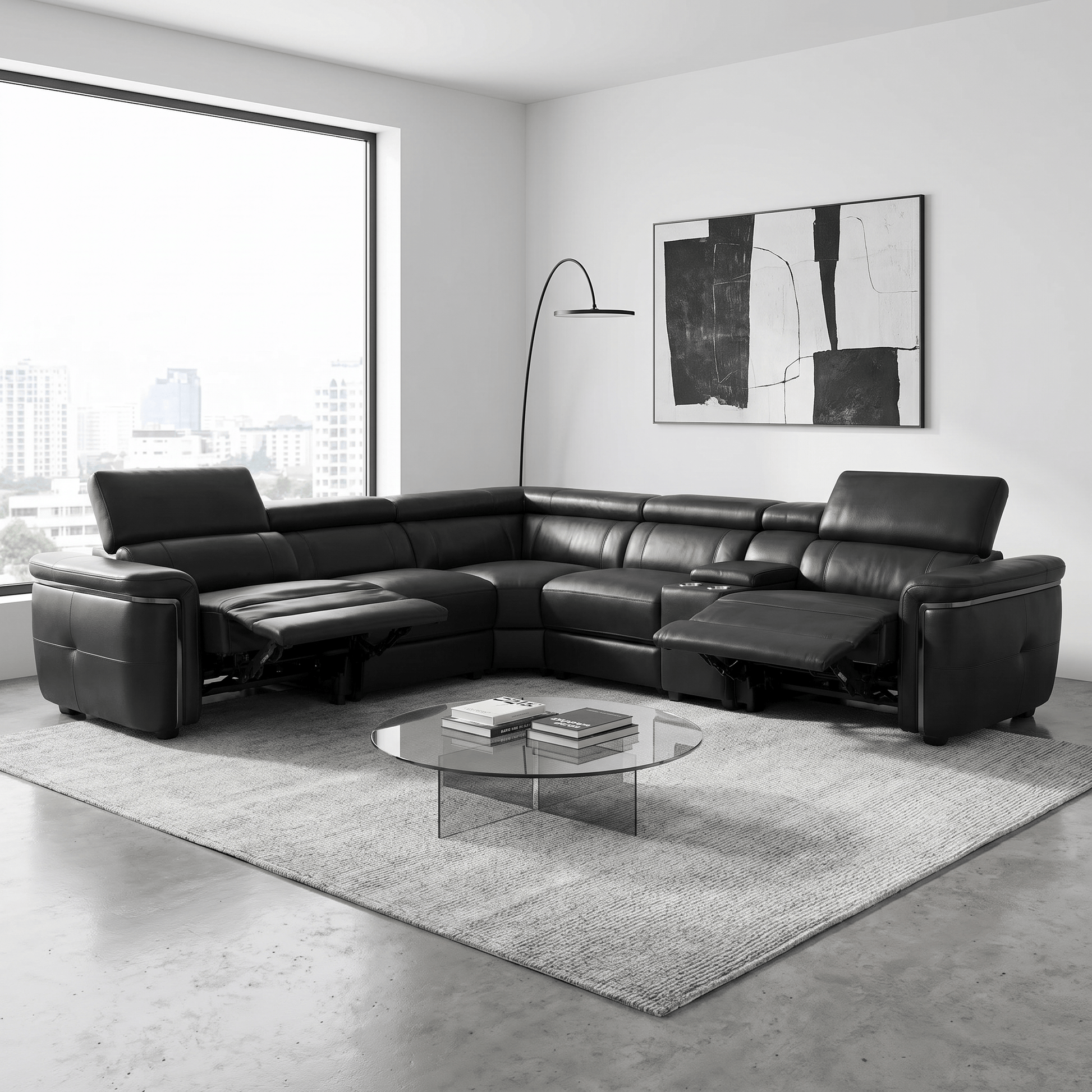 Furniture  -  Bowen Large Corner Sofa - Black  -  60486487