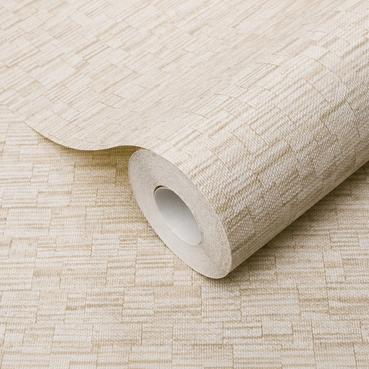 Lush Silence Geometric Beige Wallpaper close-up - luxury vinyl beige wallpaper with embossed geometric texture