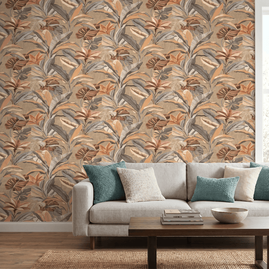 Wallpaper  -  Rasch Sofia Leaf Sandlewood Wallpaper - 400600  -  60486527
