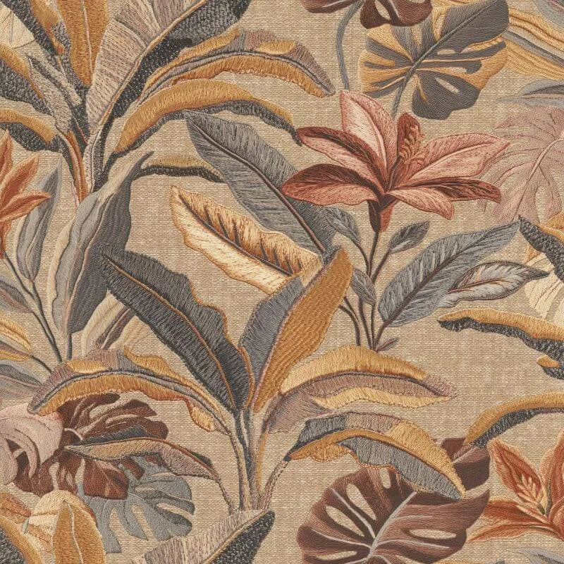 Wallpaper  -  Rasch Sofia Leaf Sandlewood Wallpaper - 400600  -  60486527