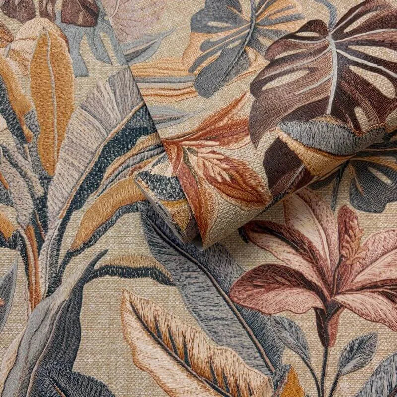 Wallpaper  -  Rasch Sofia Leaf Sandlewood Wallpaper - 400600  -  60486527