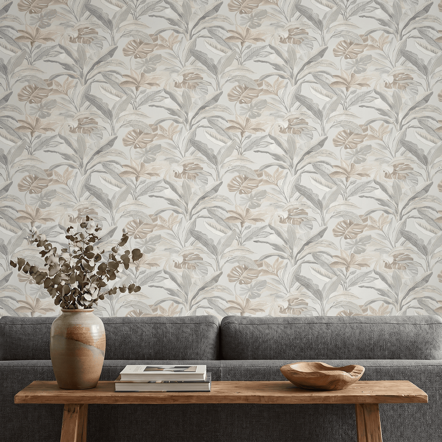 Wallpaper  -  Rasch Sofia Leaf Oyster Wallpaper - 400631  -  60486530