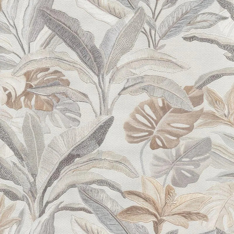 Wallpaper  -  Rasch Sofia Leaf Oyster Wallpaper - 400631  -  60486530