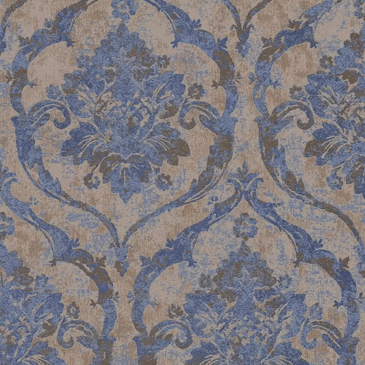 Sample  -  A.S Creations Davide Maison Du Temps Damask Blue & Brown Sample - 79019-1  -  60487088