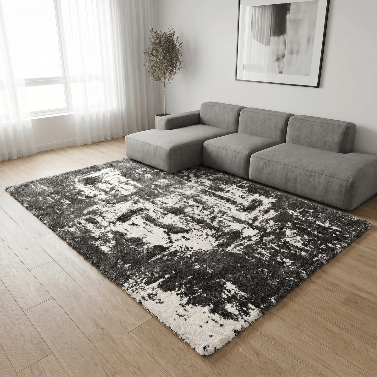 Rugs  -  IK Serenade Grey & White Abstract Rug - Multiple Sizes  - 
