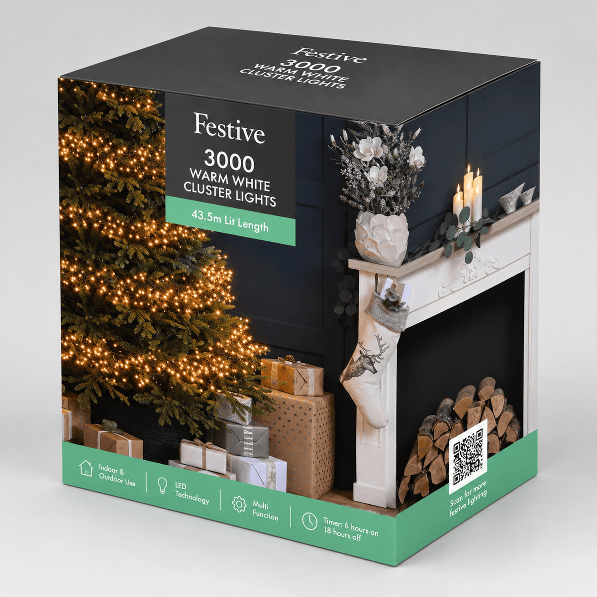 Christmas  -  3000 Multifunction Cluster Christmas Tree Lights - Warm White  -  60487842