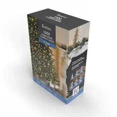 Christmas  -  1000 Compact Christmas Tree Lights Clear Cable - Warm White  -  60487861
