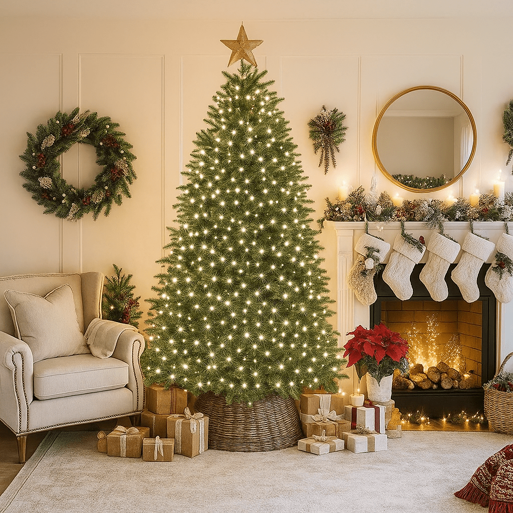 Christmas  -  2000 Compact Christmas Tree Lights - White & Clear Cable  -  60487863