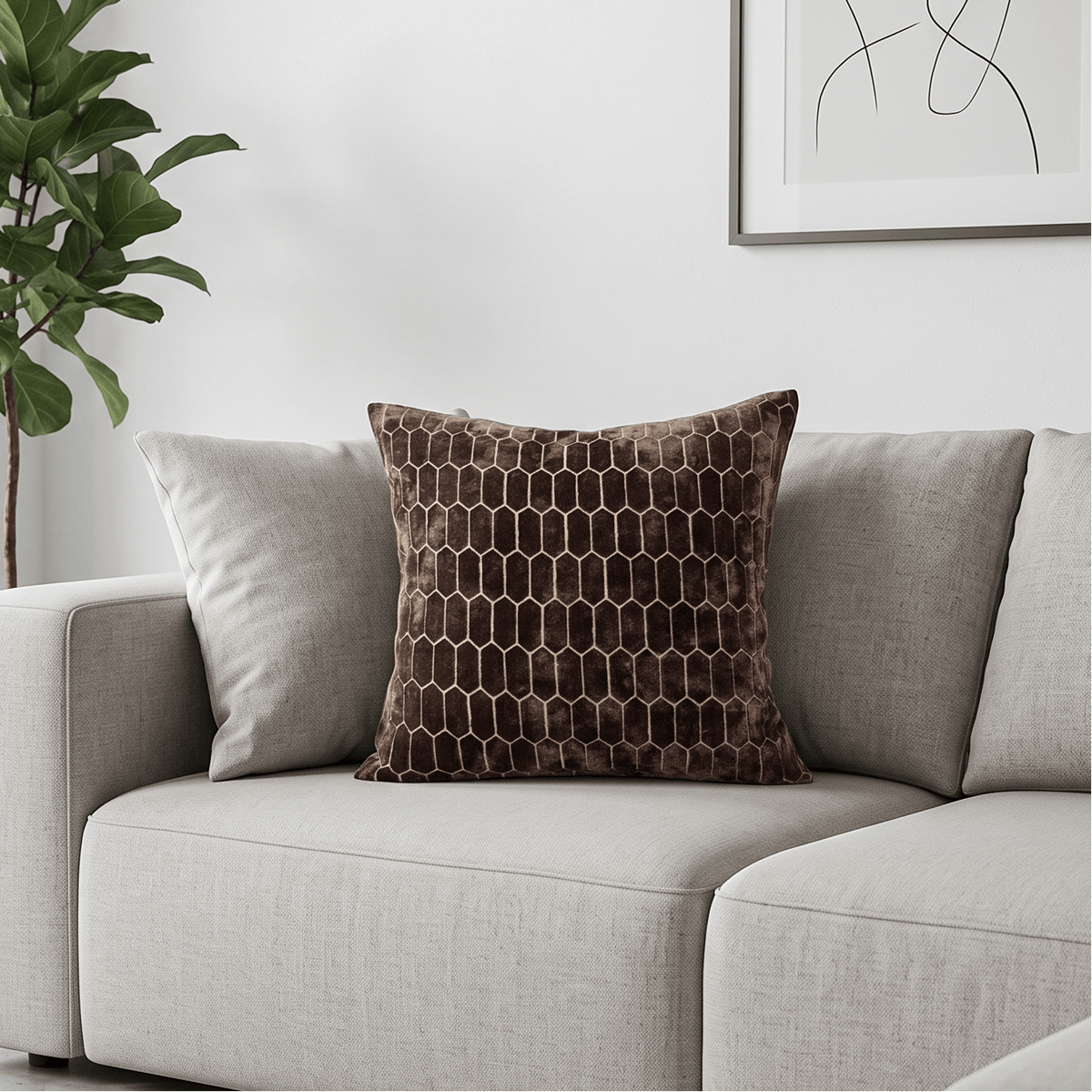 Homeware  -  Albie Velvet Honeycomb Cushion - 56cm  -  60487974
