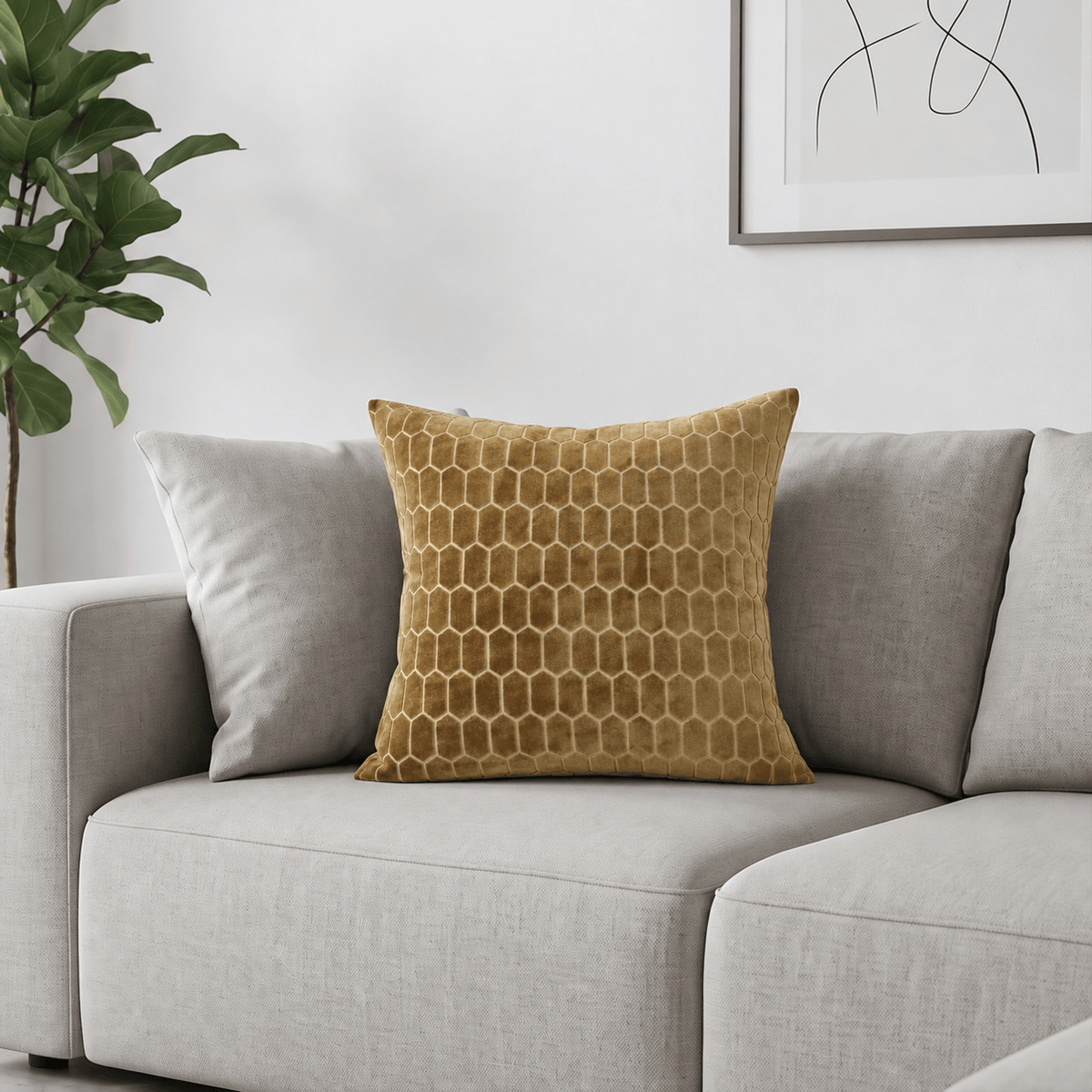 Homeware  -  Albie Velvet Honeycomb Cushion - 56cm  -  60487975