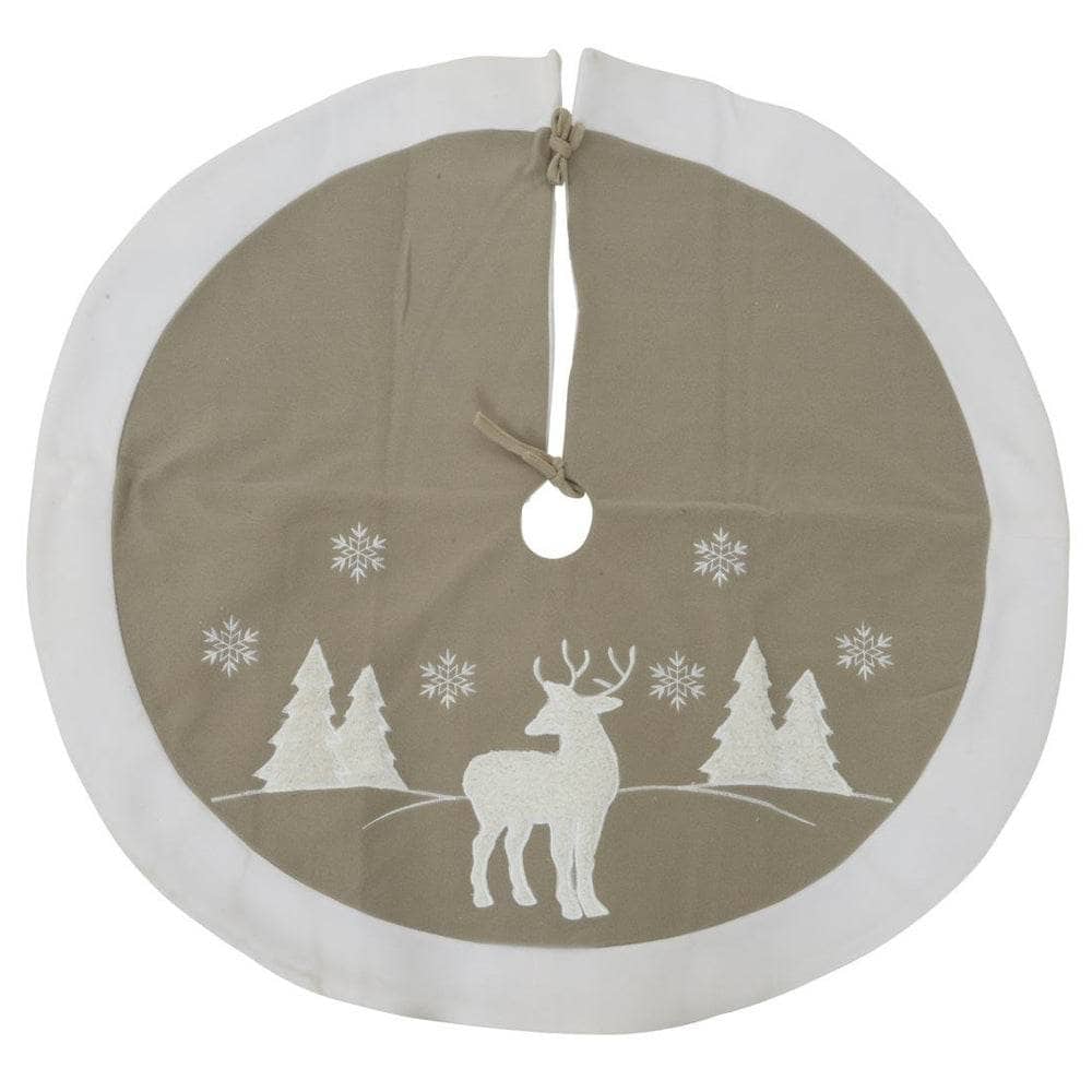 Natural Reindeer Tree Skirt - 90cm  60008588