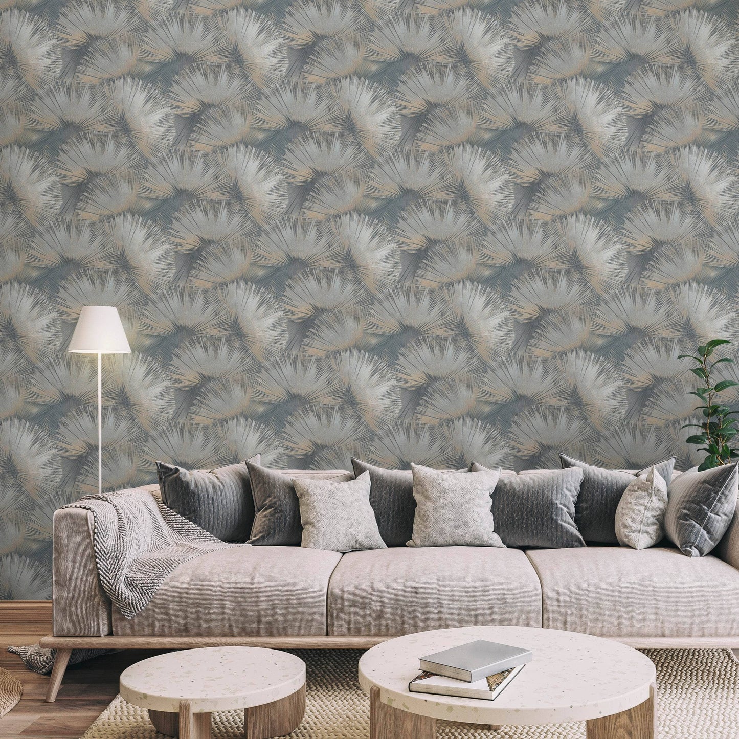 Wallpaper  -  Rasch B55 Opulenza Fan Blue Wallpaper - 659764  -  60345271