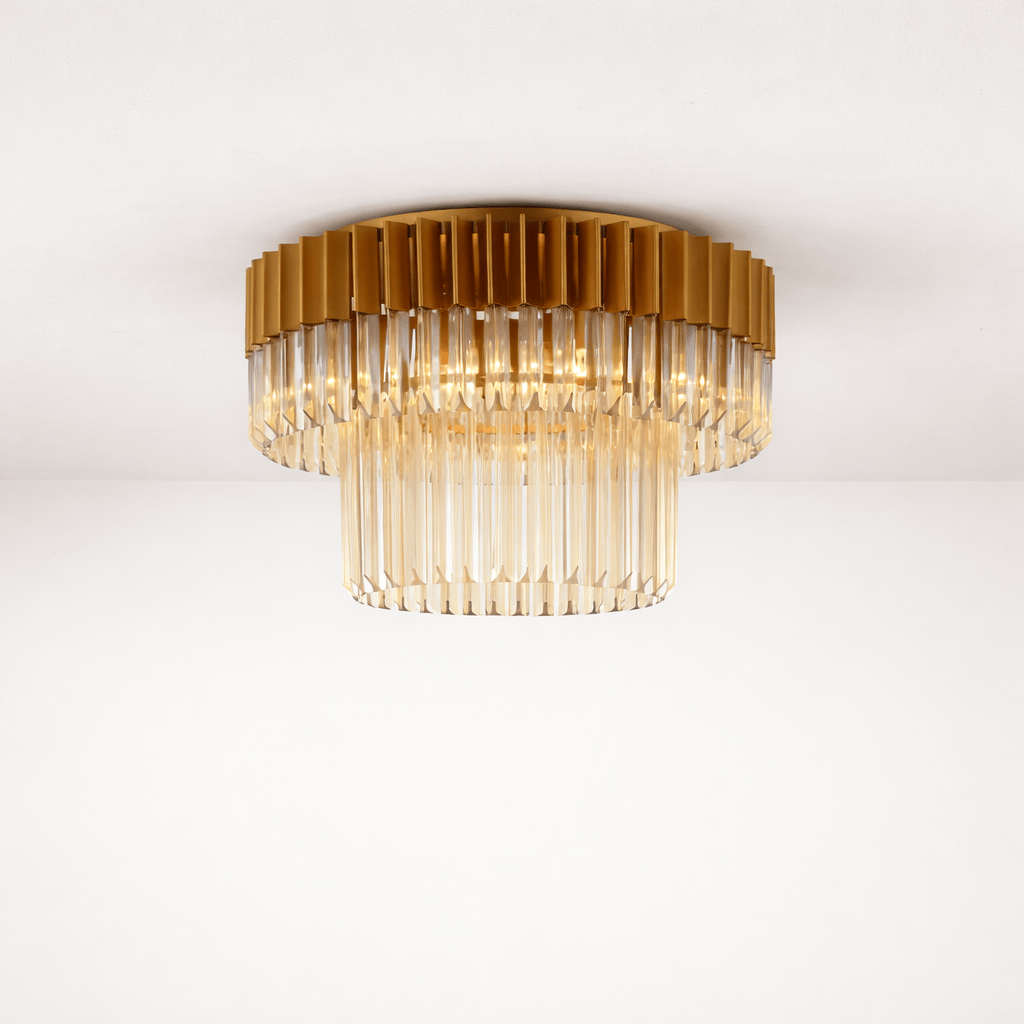 Lights  -  Dusseldorf F006-7BR 7 Light Flush Ceiling Light - Bronze with Cognac Glass  -  60485735