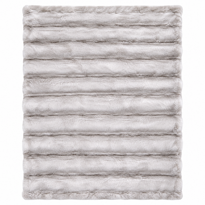 Beige Brushed Faux Rabbit Fur Throw Blanket - 150x200cm