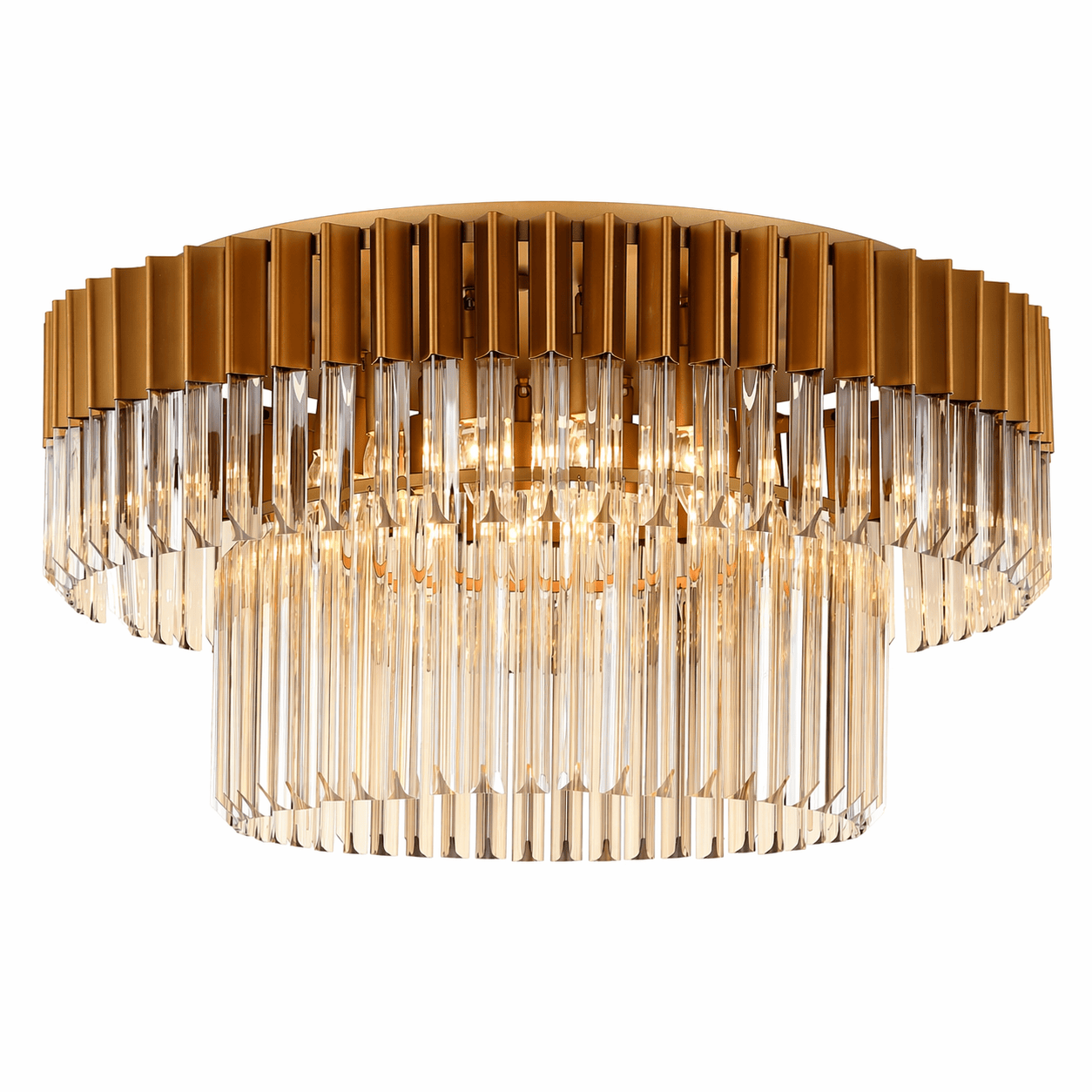 Lights  -  Dusseldorf F006-12CP 12 Light Flush Ceiling Light - Bronze & Champagne Glass  -  60485740