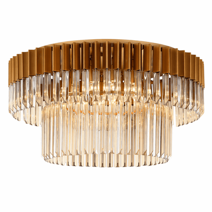 Lights  -  Dusseldorf F006-12CP 12 Light Flush Ceiling Light - Bronze & Champagne Glass  -  60485740