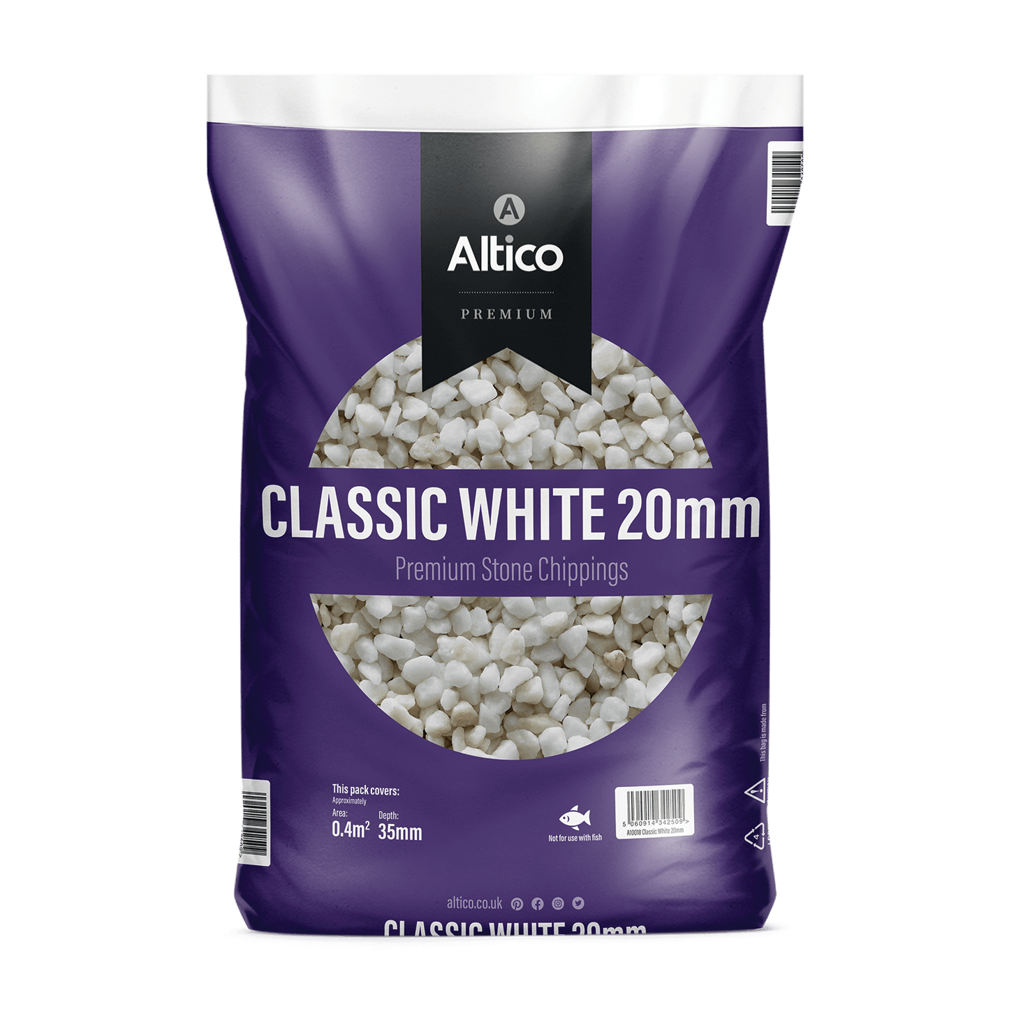 Gardening - Altico A10018 Classic White Stone Chippings 20mm - 60006033