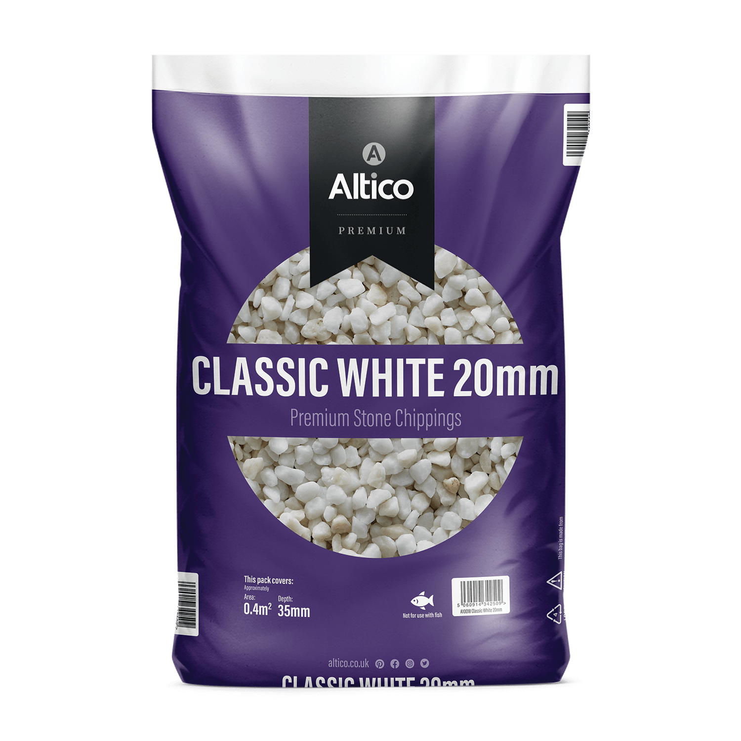 Gardening - Altico A10018 Classic White Stone Chippings 20mm - 60006033