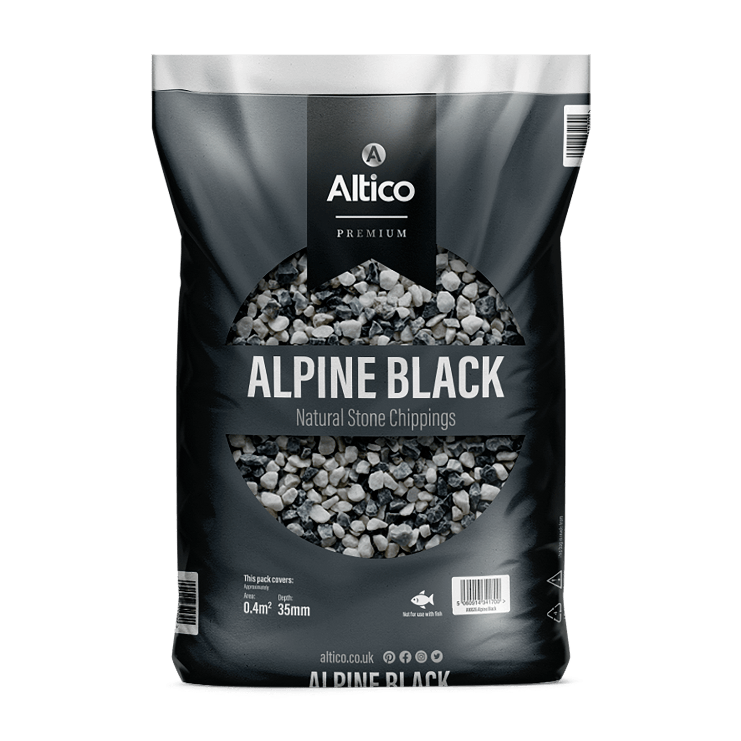 Gardening  -  Altico Alpine Black Stone Chippings  -  60006032
