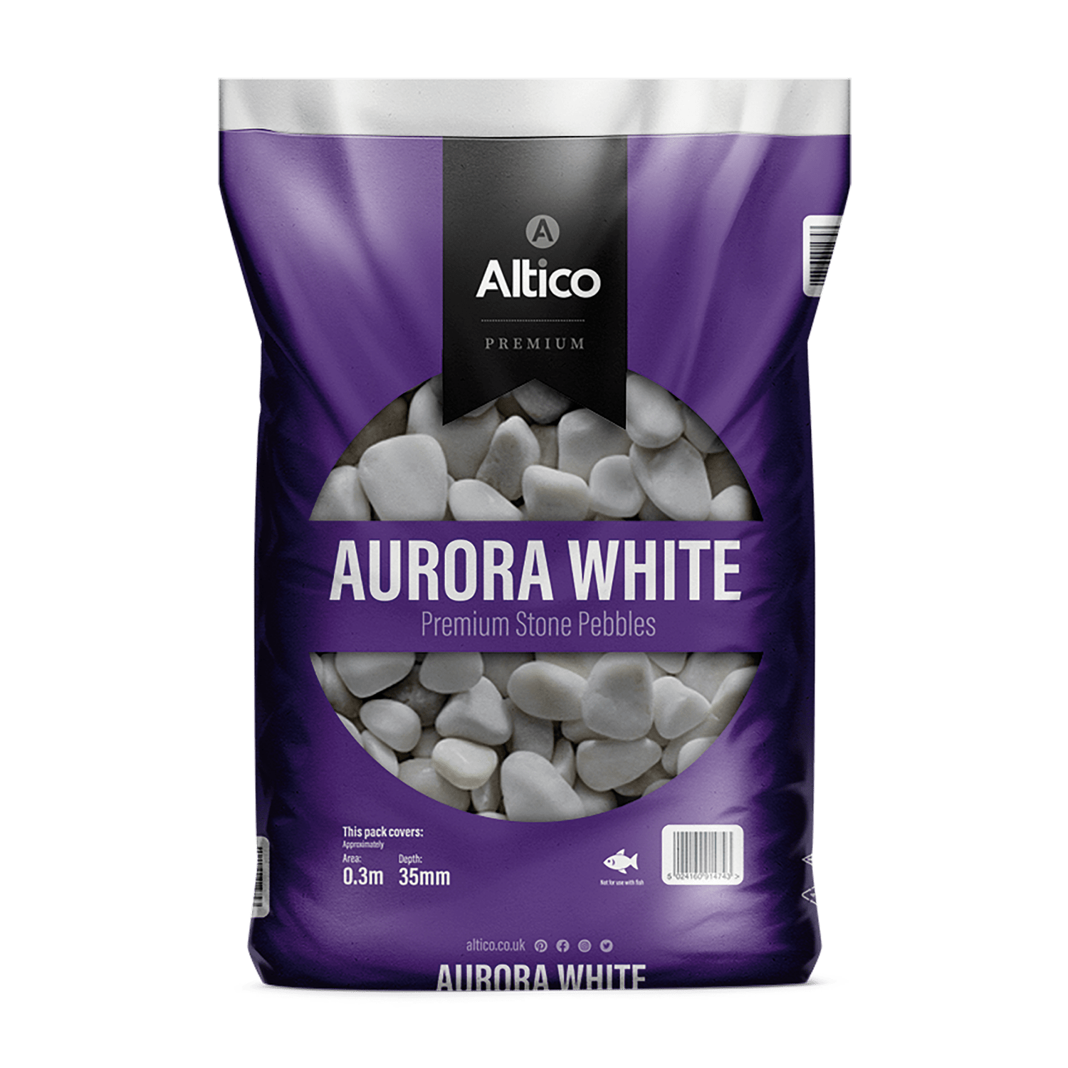 Gardening  -  Altico A10605 Aurora White Pebbles  -  60005966