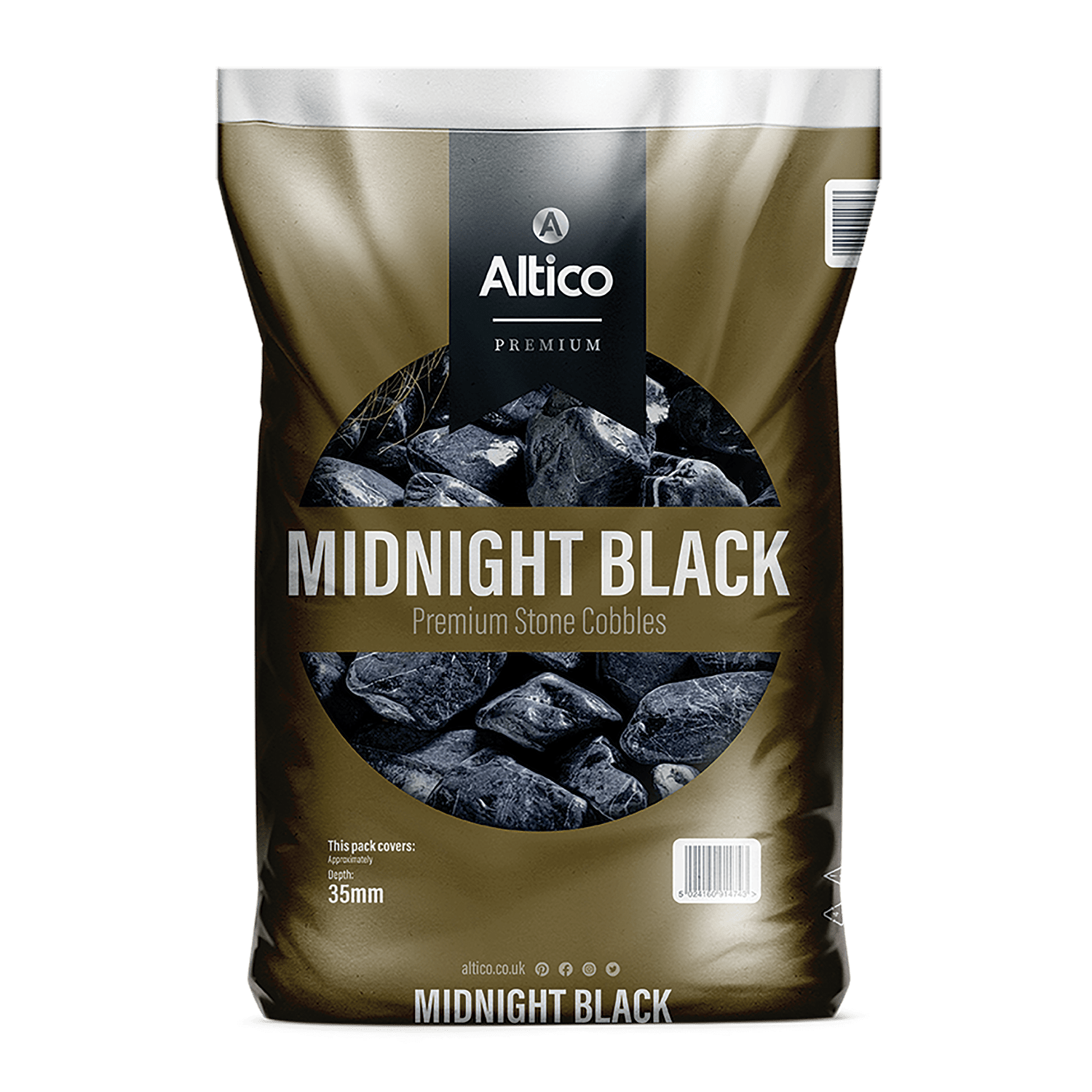 Gardening  -  Altico A10702 Midnight Black Stone Cobbles  -  60005968