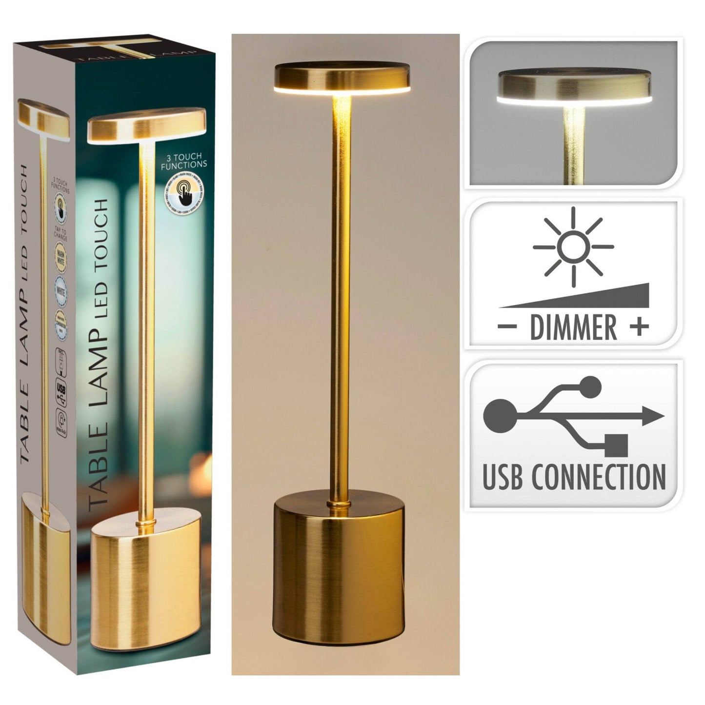 Lights  -  Gold Table Lamp - 8 x 34cm  -  60483930