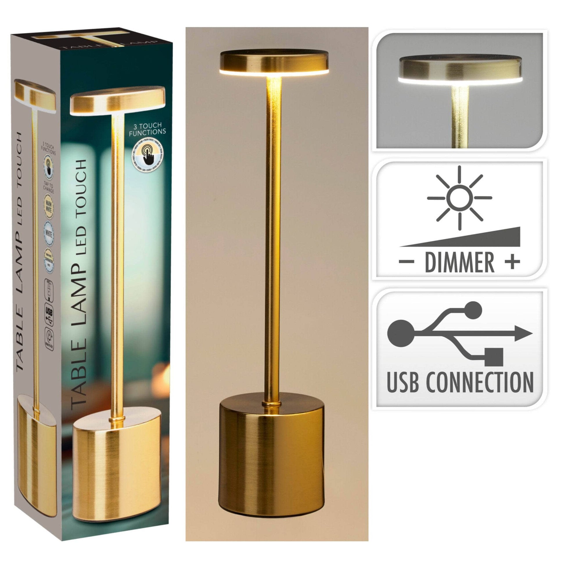 Lights  -  Gold Table Lamp - 8 x 34cm  -  60483930