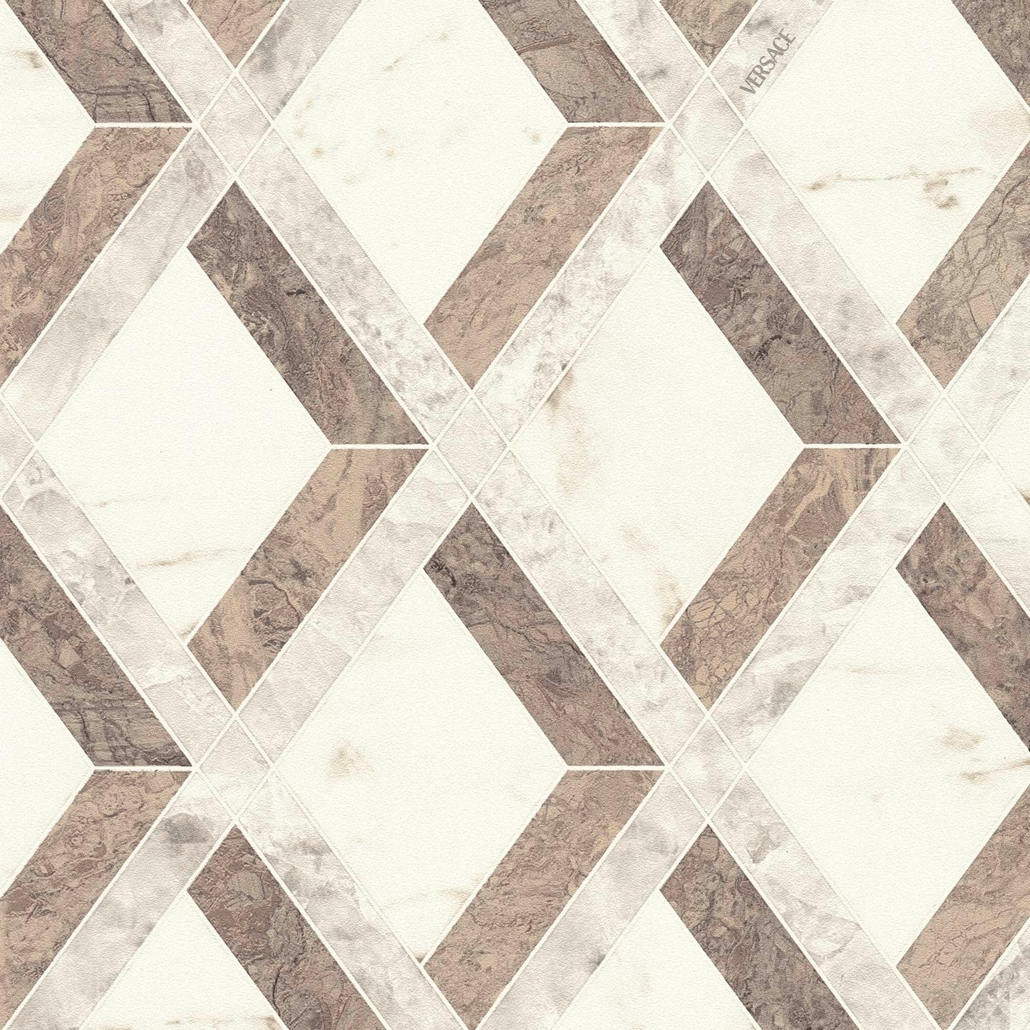 Wallpaper  -  A.S Versace Brown & White Tarsia Motif - 79133-4  -  60486556