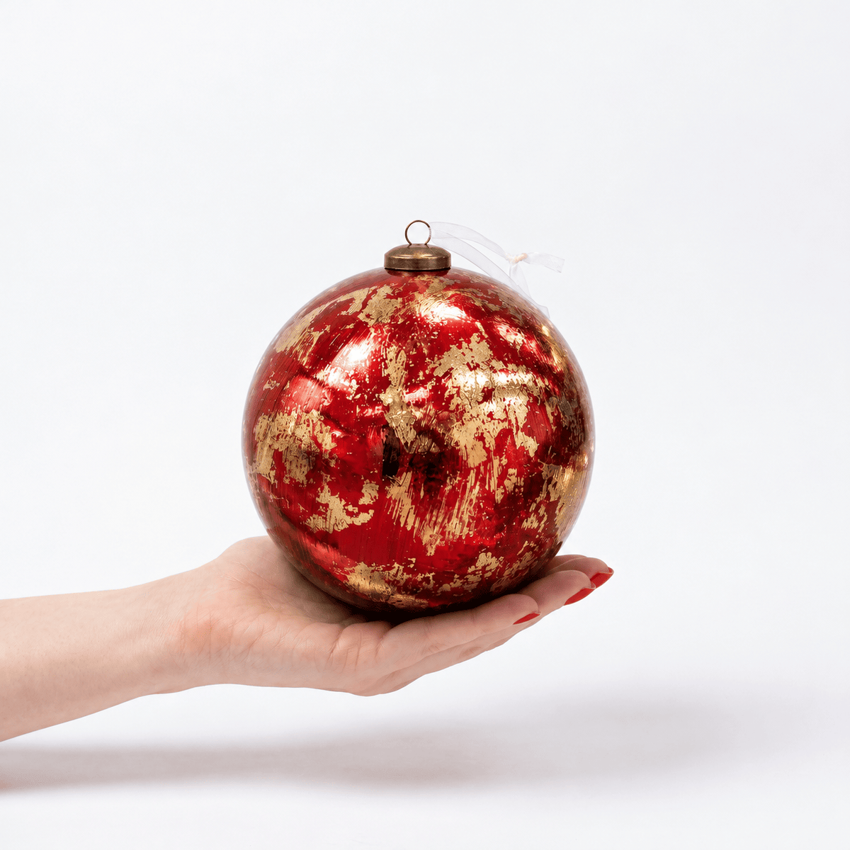 Christmas  -  Abstract Red Paint Bauble - 15cm  -  60486197