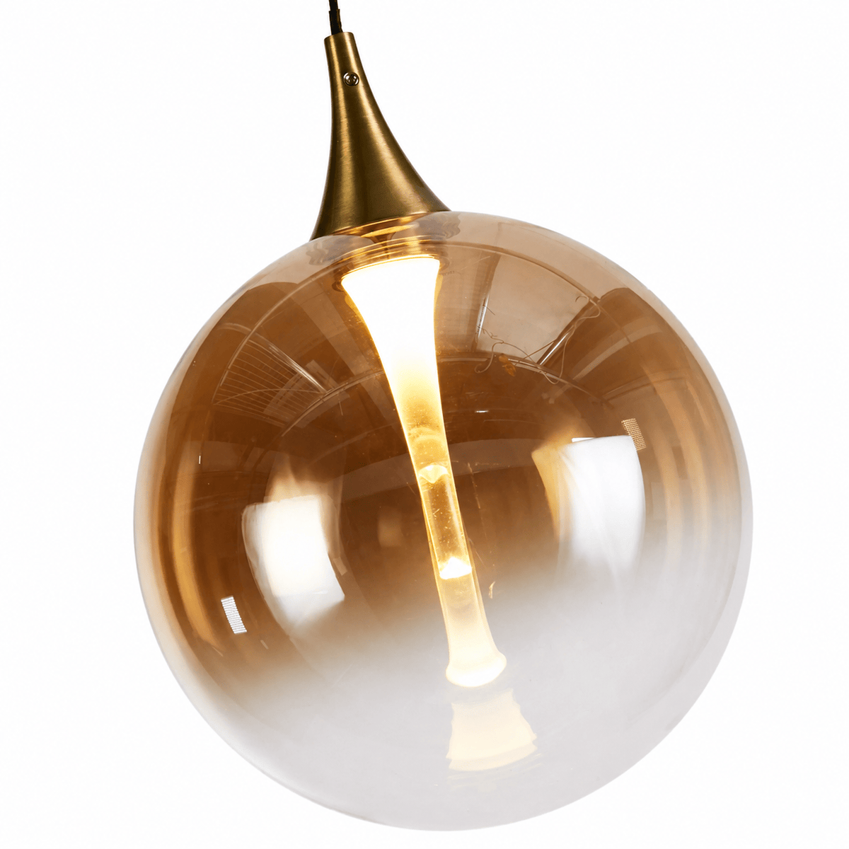 Lights  -  Alchemy 1 Light Pendant Ceiling Light - Black Metal & Amber Glass  -  60191804