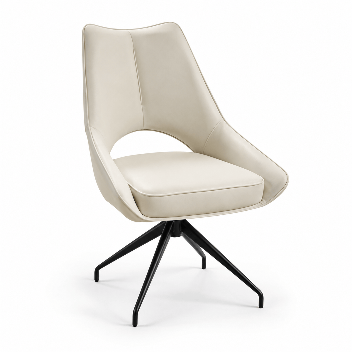 Alessandra Dining Chair cream modern dining chair with armrests and black legs
