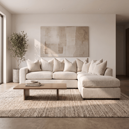 Furniture  -  Amara RHF Chaise Sofa - Cream  -  60487624