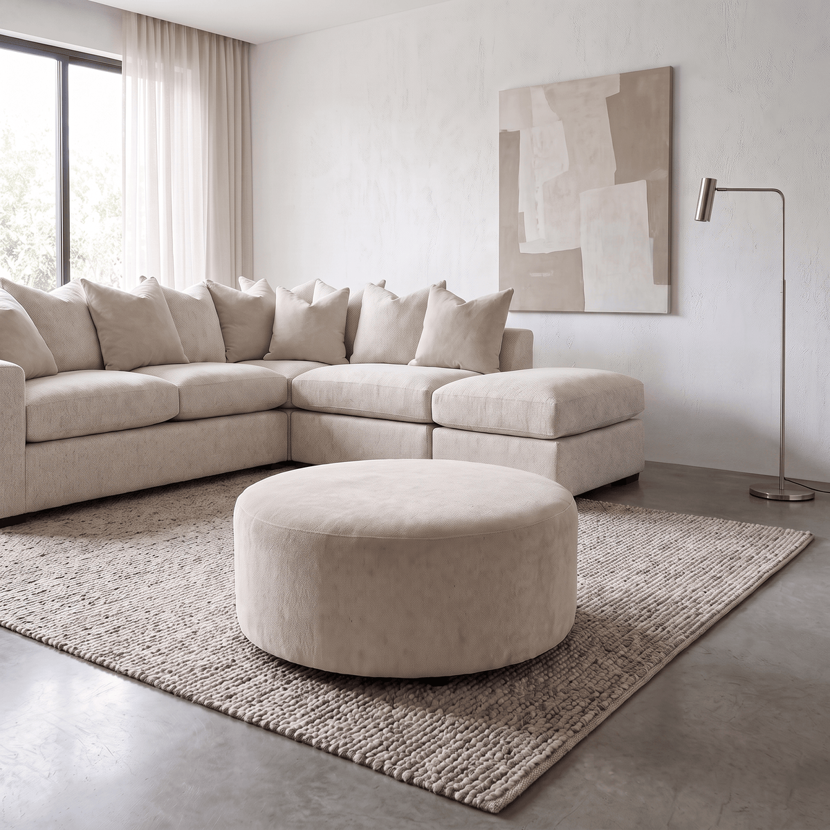 Furniture  -  Amara Round Footstool - Cream  -  60487622