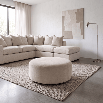 Furniture  -  Amara Round Footstool - Cream  -  60487622